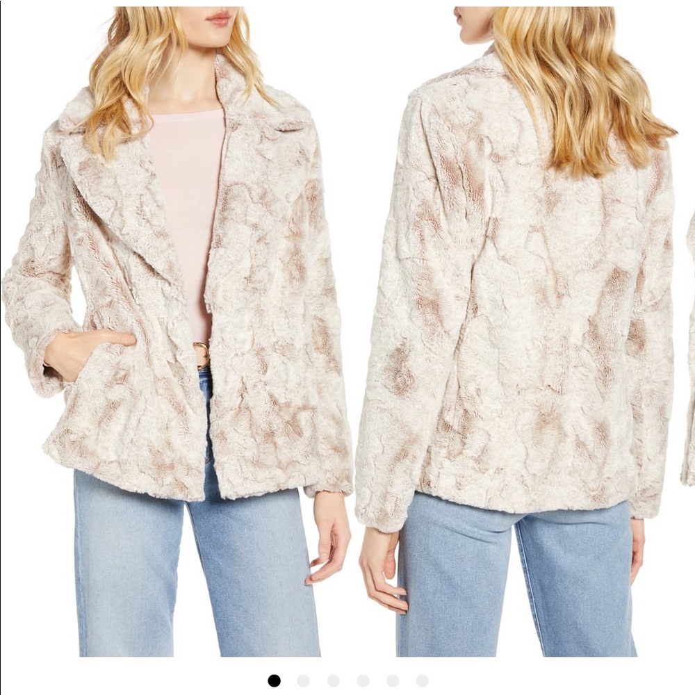 Halogen textured faux fur coat